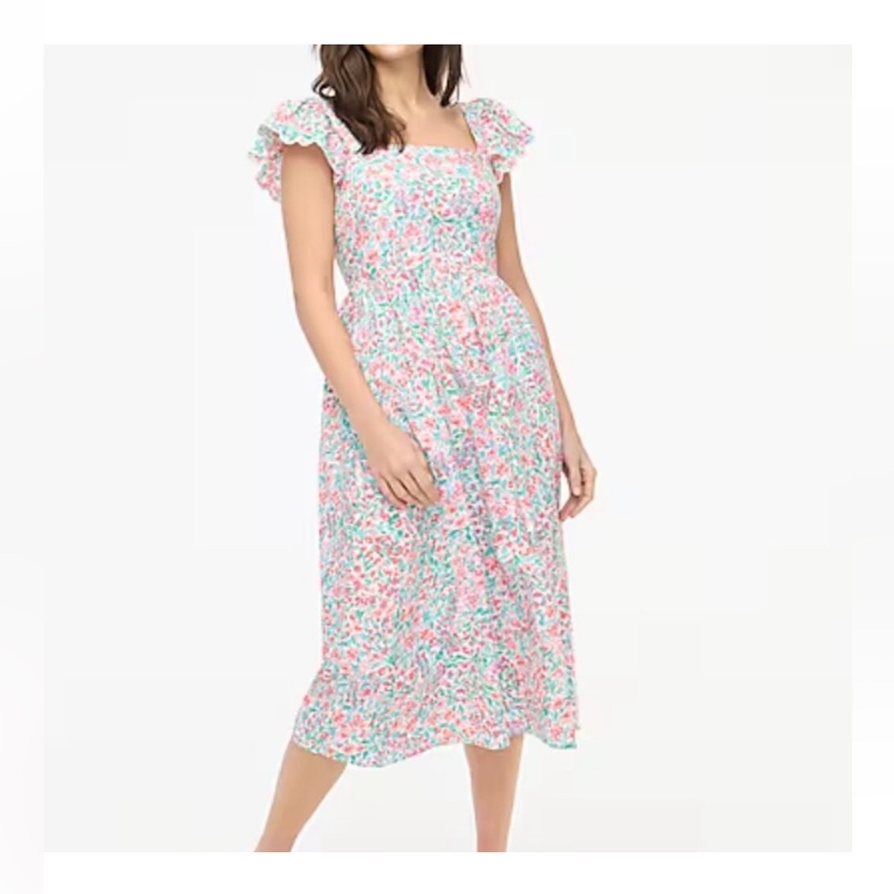J CREW FACTORY Ruffle Midi Dress 2 NWT